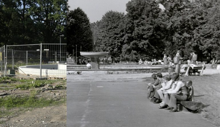 Świdnica wczoraj i dziś. Fontanna w Parku Centralnym