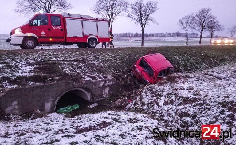 Wypadek w Strzelcach. Kierowca trafił do szpitala