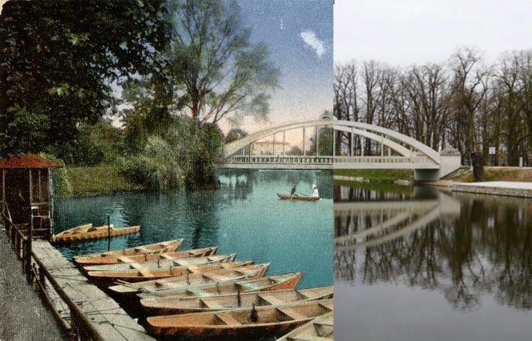 Świdnica wczoraj i dziś. Most w Parku Centralnym