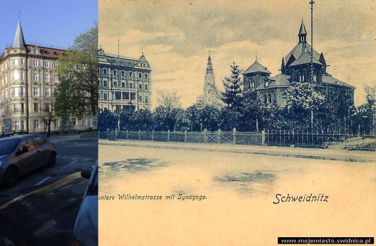 Świdnica wczoraj i dziś. Plac Wojska Polskiego widziany od ul. Nauczycielskiej