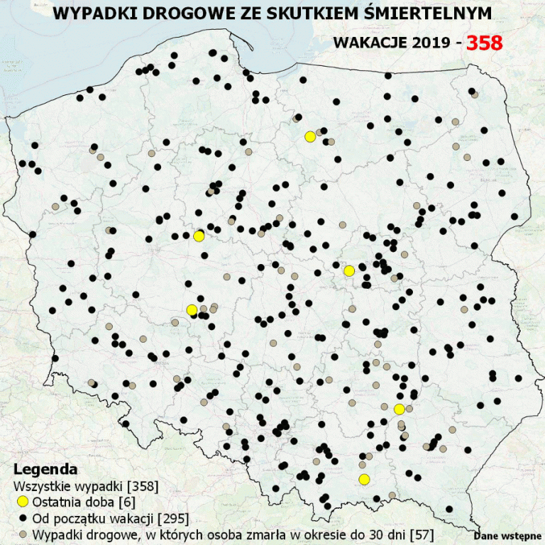 Śmiertelne ofiary na drogach. Policja publikuje najnowszą mapę tragicznych wypadków