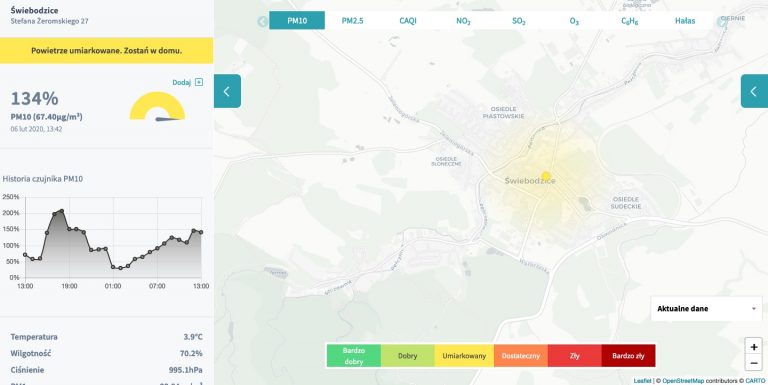 Czujnik jakości powietrza w Świebodzicach już działa!