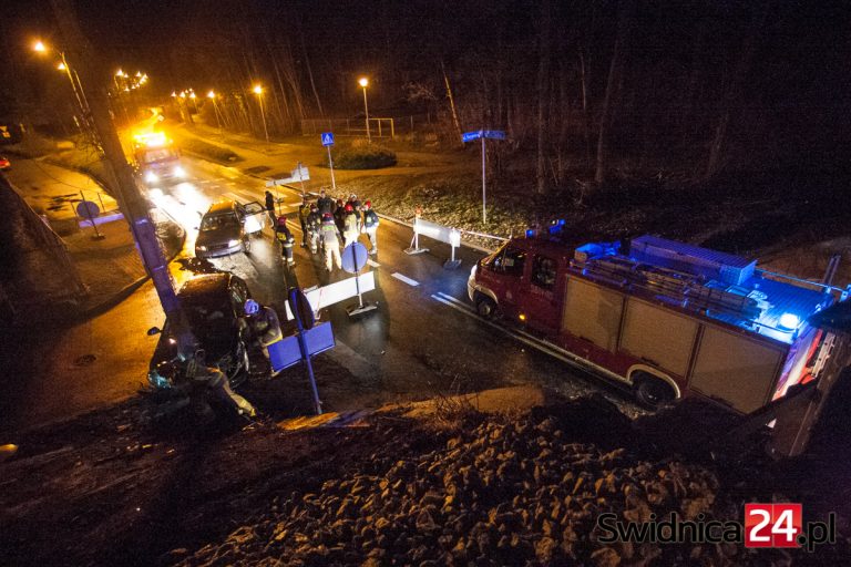 Wypadł z drogi, wbił się w słup. Kierowca trafił do szpitala [FOTO]