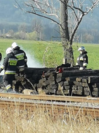 Strażacy interweniowali na terenie nieczynnej stacji Świdnica Kraszowice [FOTO]