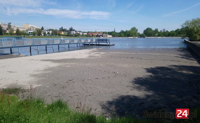 Niski poziom wody na zalewie Witoszówka. Wypożyczalnia sprzętów tymczasowo nieczynna