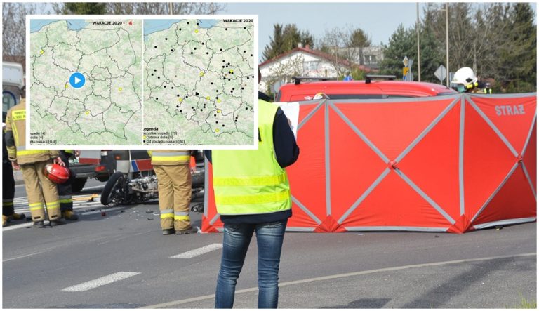 Tydzień wakacji, 75 śmiertelnych wypadków na drogach [MAPA]