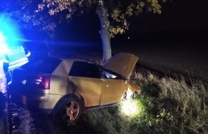 Zderzenie z drzewem koło Kostrzy, kraksa na 35-tce