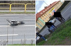 Motocyklista przewrócił się podczas jazdy