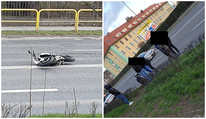 Motocyklista przewrócił się podczas jazdy