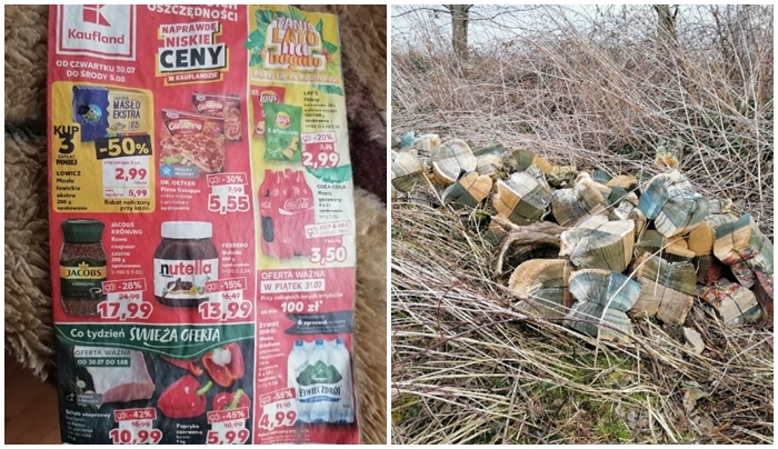 Tysiące gazetek reklamowych Kauflandu wyrzucone w krzakach [FOTO]