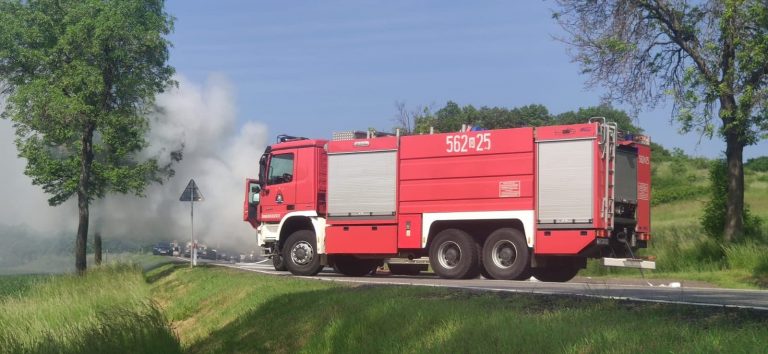 Pożar furgonu z drewnem na krajowej „piątce” [FOTO]