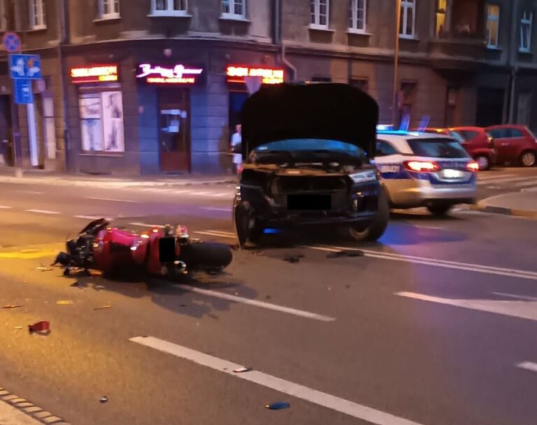 Wypadek z udziałem motocyklisty na Westerplatte