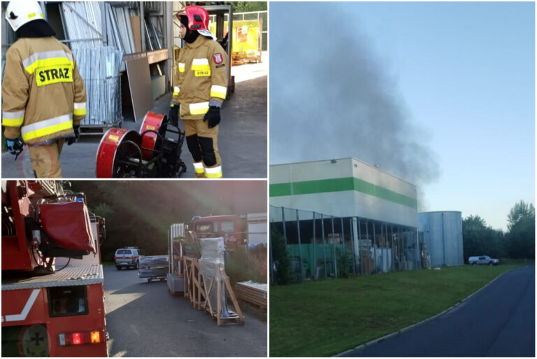 Pożar wózka widłowego w markecie budowlanym [FOTO]