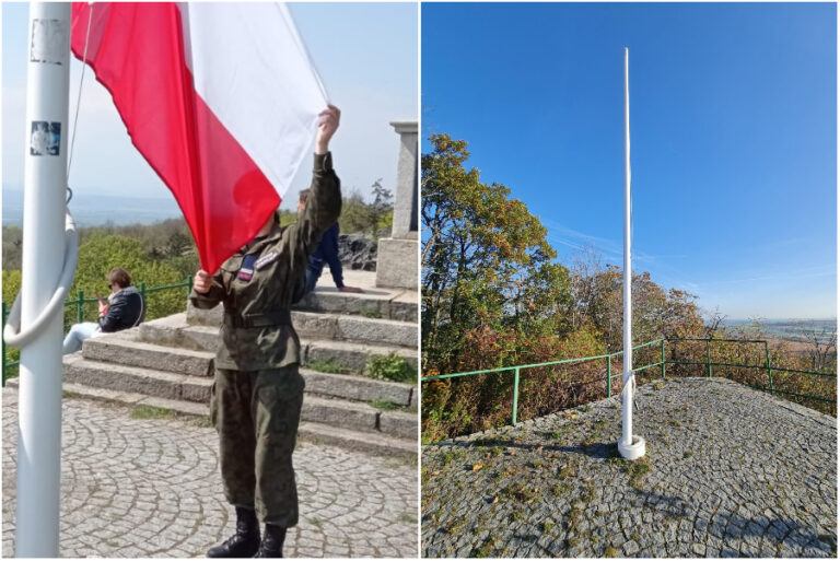 Góra Krzyżowa bez biało-czerwonej flagi. Zdewastowano i okradziono maszt