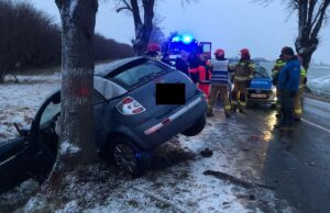 Najpierw w drzewo, potem w ciężarówkę. Wypadek na trasie Świdnica-Strzegom