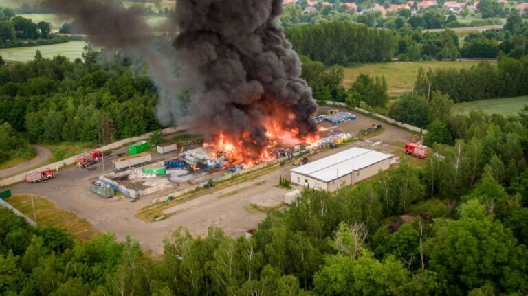 Pożar płynnych odpadów w Żarowie [FOTO/VIDEO]