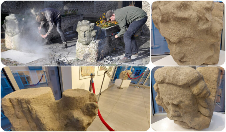 Rzeźby z zawalonej wieży ratuszowej zdobiły kwietniki. Po 56 latach powróciły do centrum Świdnicy [FOTO]