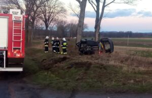 Wypadek między Bojanicami a Lutomią. Auto uderzyło w drzewo