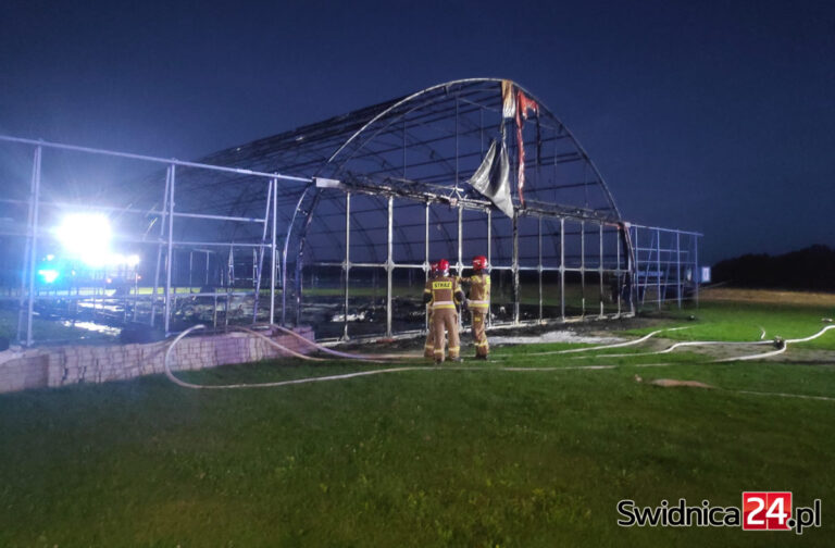 Ogromne straty po pożarze na lądowisku w Świebodzicach. Spłonął hangar z samolotami i szybowcami [FOTO]