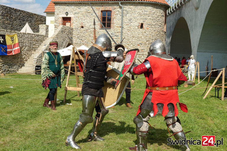 Potyczki rycerskie, pokazy i turnieje. Rekonstruktorzy opanowali Strzegom [FOTO]