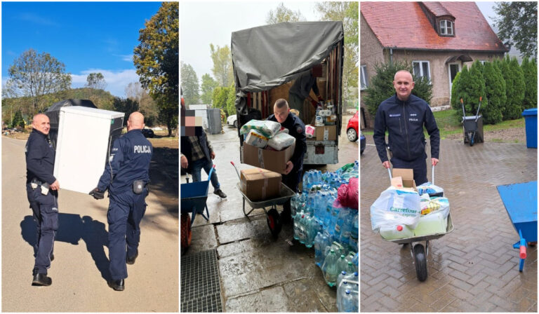 Świdniccy policjanci pomagali na terenach dotkniętych powodzią [FOTO]