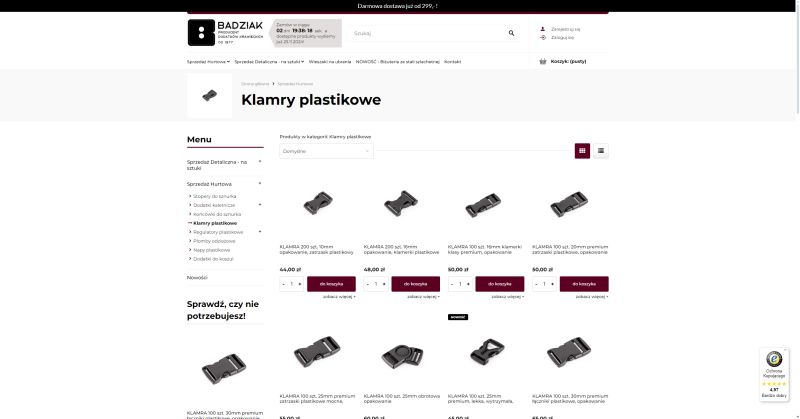 Klamry plastikowe - Badziak Producent Dodatków Krawieckich 