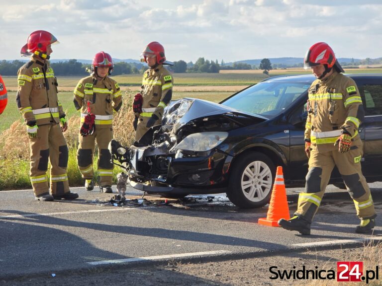 Zderzenie osobówki z przyczepą ciągnika rolniczego [FOTO]