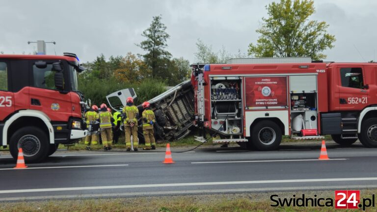 Zderzenie ciężarówki i busa na drodze krajowej nr 35