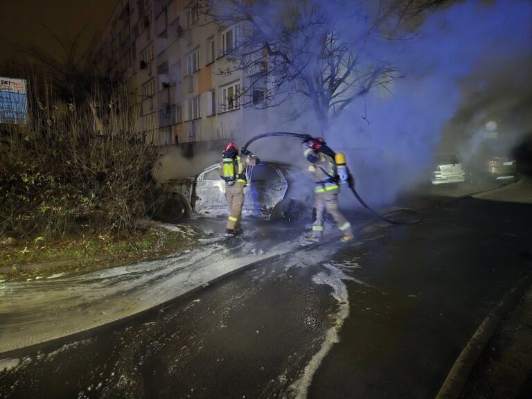 Nocny pożar osobówki. Pojazd spłonął doszczętnie [FOTO]