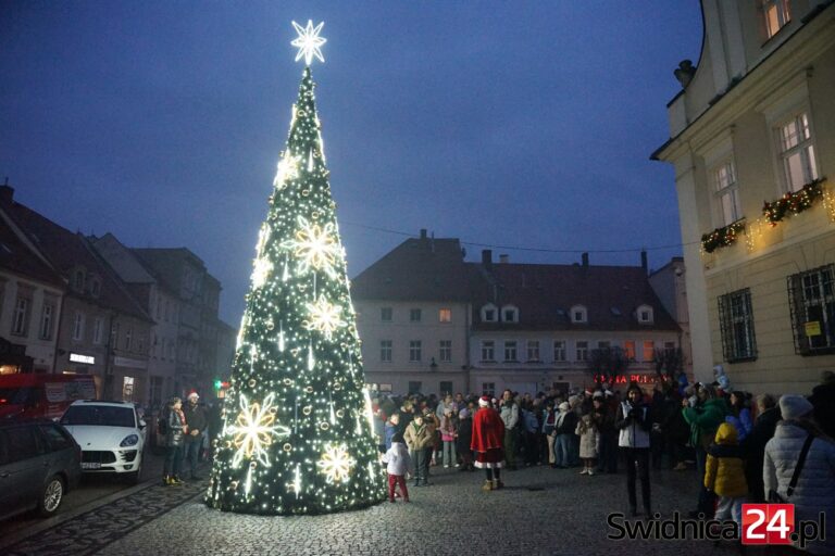 W Świebodzicach powitali świętego Mikołaja, wspólnie rozświetlili choinkę [FOTO]