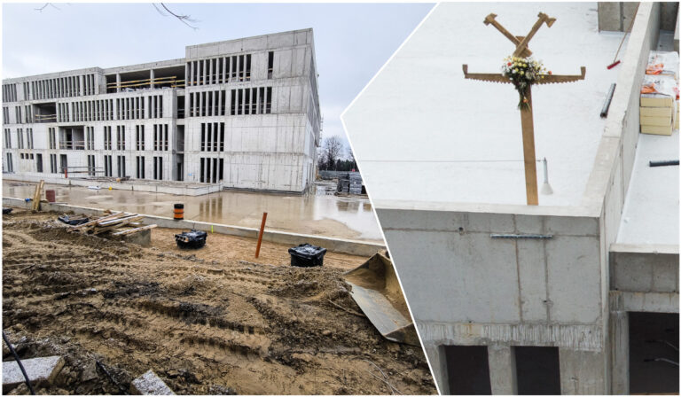 Wiecha na budowie nowej siedziby świdnickiego sądu. Na realizację inwestycji przeznaczono blisko 85 mln złotych [FOTO]