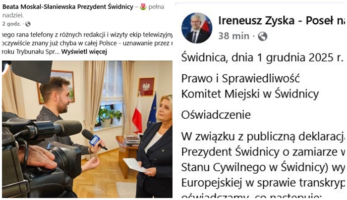Koalicjanci na wojennej ścieżce? Świdnicki PiS wydał oświadczenie po deklaracji prezydent ws. małżeństw jednopłciowych