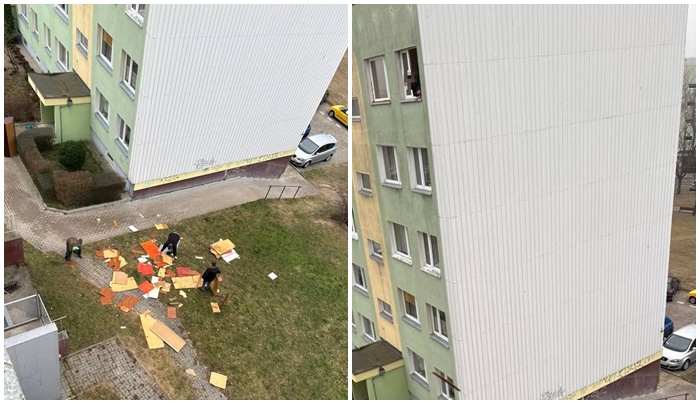 Wyrzucał meble z czwartego piętra [FOTO/VIDEO]