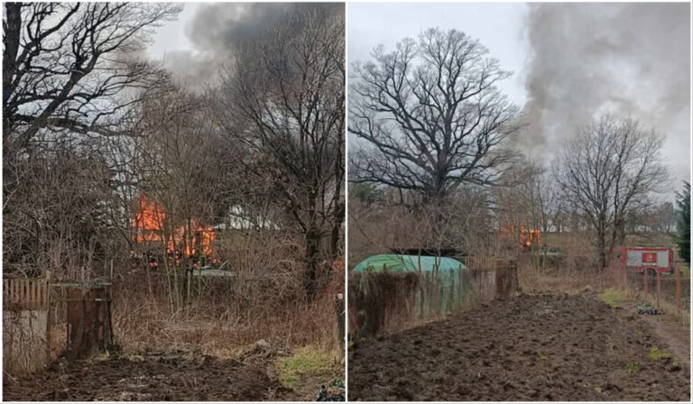 Pożar domku holenderskiego w Bystrzycy Dolnej