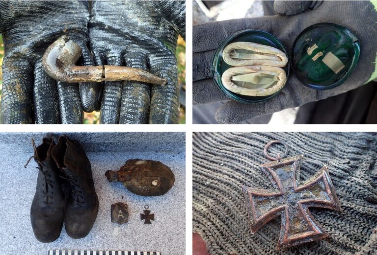 Fajka, nieśmiertelniki, pudełko prezerwatyw. Co jeszcze archeolodzy znaleźli podczas ekshumacji w Tomkowicach?