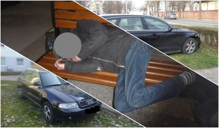 Nietrzeźwy drzemiący na kościelnej ławce, wulgarny bezdomny, parkowanie na trawniku. Interwencje straży miejskiej
