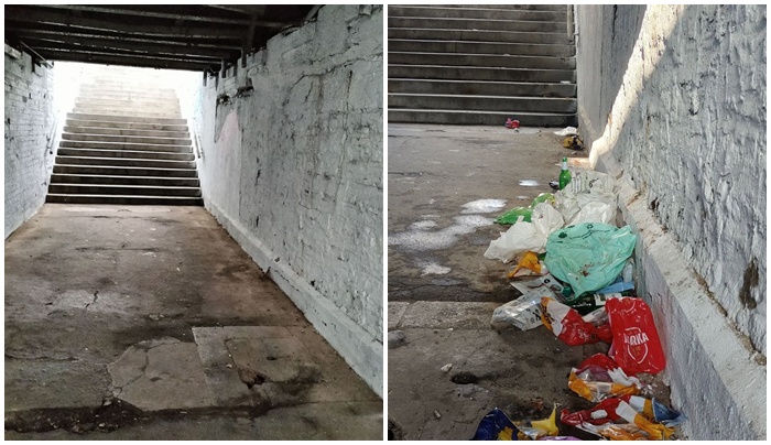 Koszmar w przejściu pod torami. Ledwo posprzątane, już tonie w śmieciach [FOTO]
