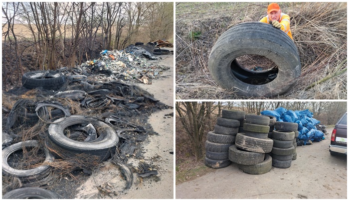 Nieznani sprawcy podpalili 5 ton odpadów zebranych przez społecznika [FOTO]