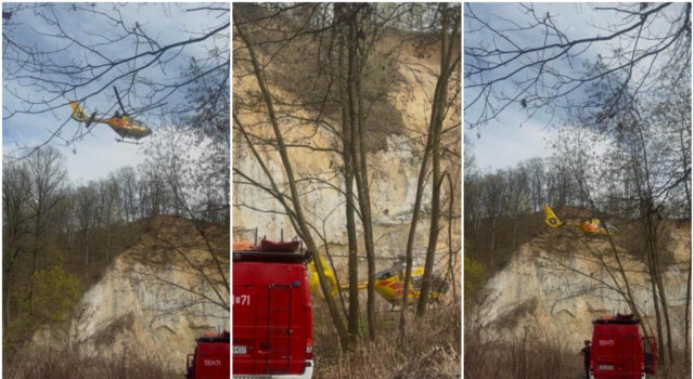 Mężczyzna spadł ze skarpy nad rzeką Bystrzycą. Lądował śmigłowiec LPR