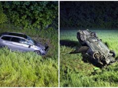 Nocny wypadek pod Łażanami. Trzy auta poza drogą, jedna osoba ranna