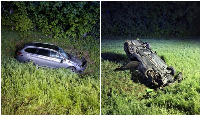 ​Nocny wypadek pod Łażanami. Trzy auta poza drogą, jedna osoba ranna
