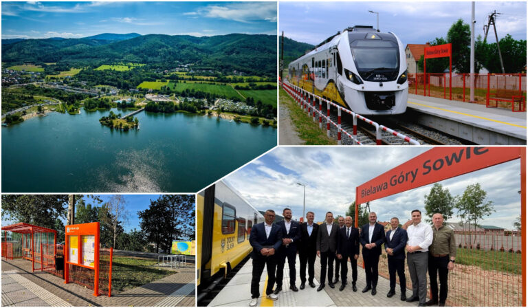 Pociągiem nad Jezioro Bielawskie i w Góry Sowie. Odnowioną trasą przejechał szynobus z pierwszymi pasażerami [FOTO]
