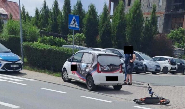Zderzenie hulajnogi z samochodem