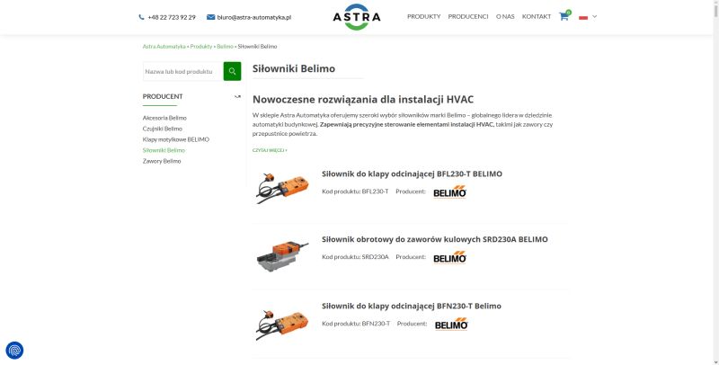 Siłowniki Belimo - Automatyka budynkowa - Astra