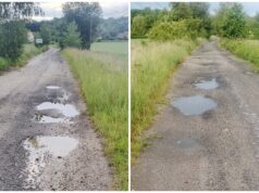 Tiry rozjeździły wyremontowaną drogę. Gmina nie upomniała się o naprawę. – Jest coraz gorzej – alarmuje mieszkaniec