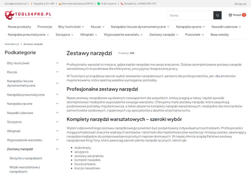 Sklep tools4pro.pl - zestawy narzędzi