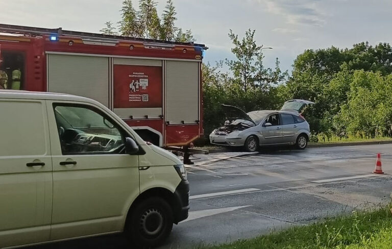 Pożar samochodu przy skrzyżowaniu Esperantystów i Stęczyńskiego [FOTO]