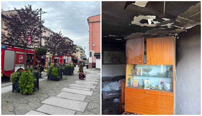 Pożar mieszkania w Strzegomiu [FOTO]