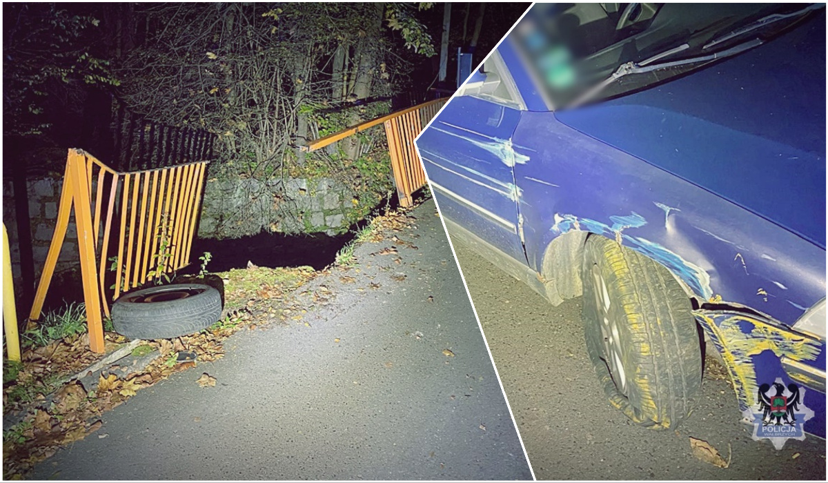 Pijana 33-latka rozbiła auto na barierkach. Próbowała uciekać, ledwo trzymając się na nogach [FOTO]